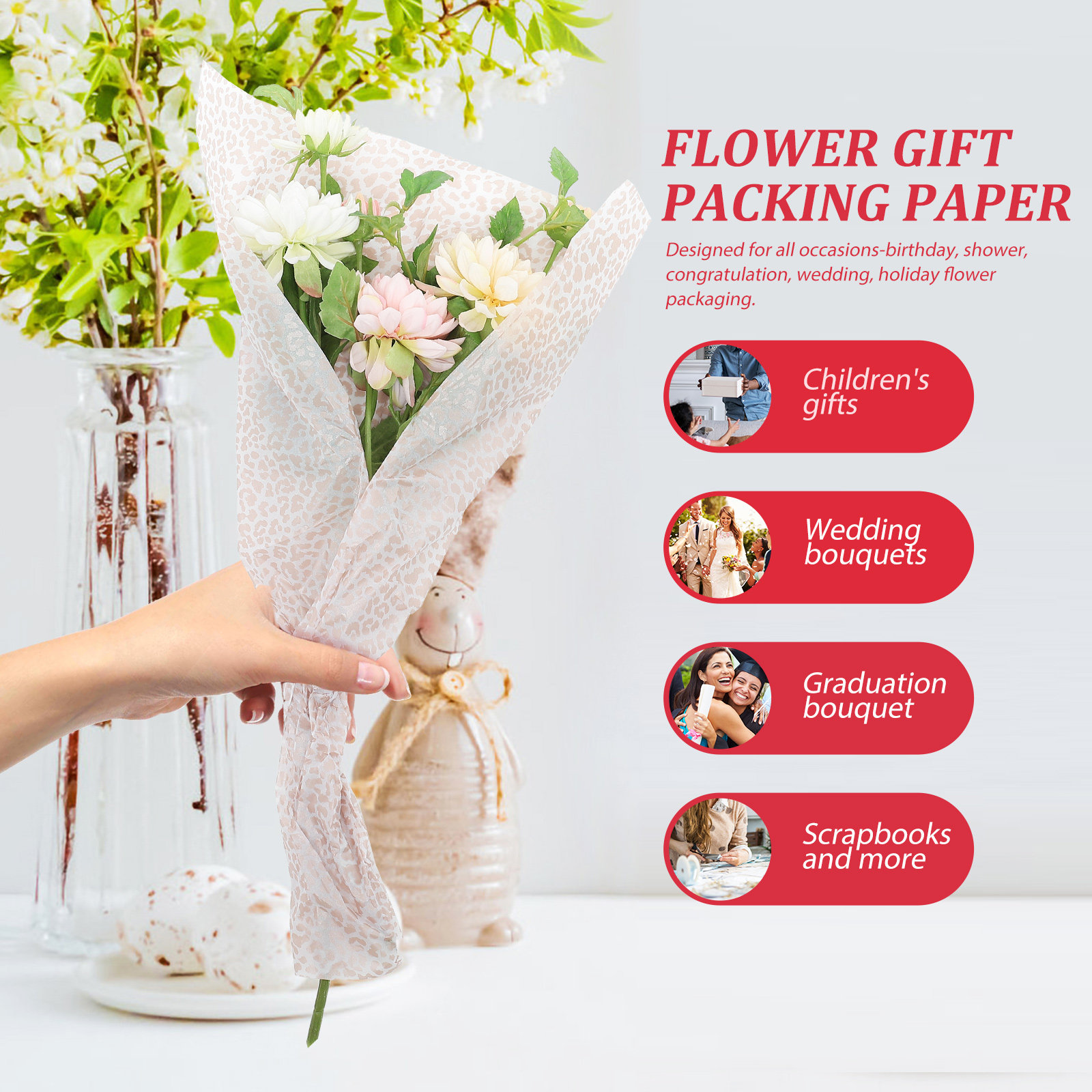 Wedding Supply Decor - กระดาษห่อดอกไม้ กระดาษงานฝีมือ DIY สำหรับห่อของขวัญ บรรจุภัณฑ์ดอกไม้ ของตกแต่งสำหรับวันเกิด