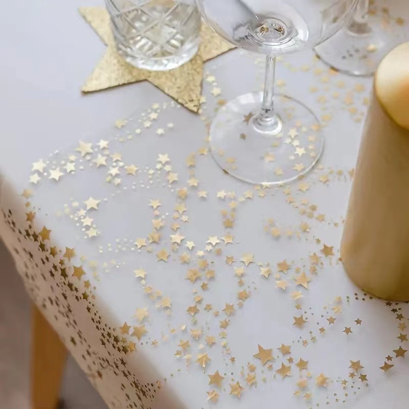 Table Runner Sequin - ผ้าปูโต๊ะปาร์ตี้ โพลีเอสเตอร์ ใยสังเคราะห์ ประกายเมทัลลิกสีทอง ผ้าปูโต๊ะบาง ผ้าปูโต๊ะลายทอง