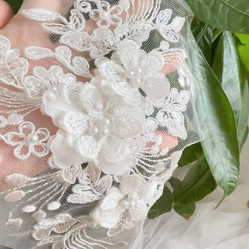 Wedding Dress Supply - 2 ชิ้น = 1 คู่, ลูกไม้ปักลายเชือกประดับมุก