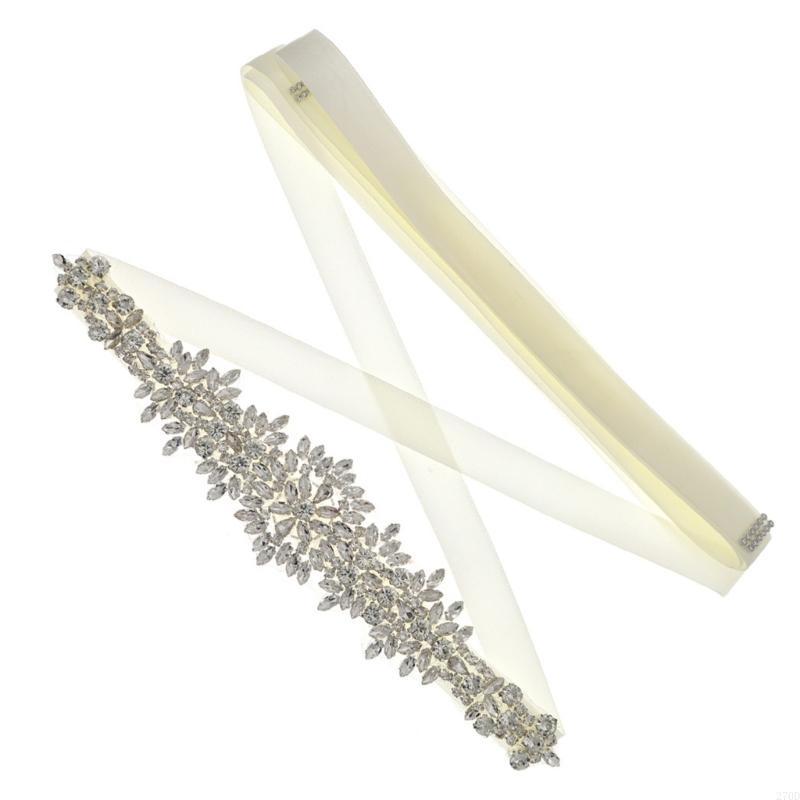 Bridal Sash Ribbon - คริสตัลหรูหราสายสะพายแต่งงาน Rhinestones ริบบิ้นเข็มขัดอุปกรณ์เสริมชุดเจ้าสาว