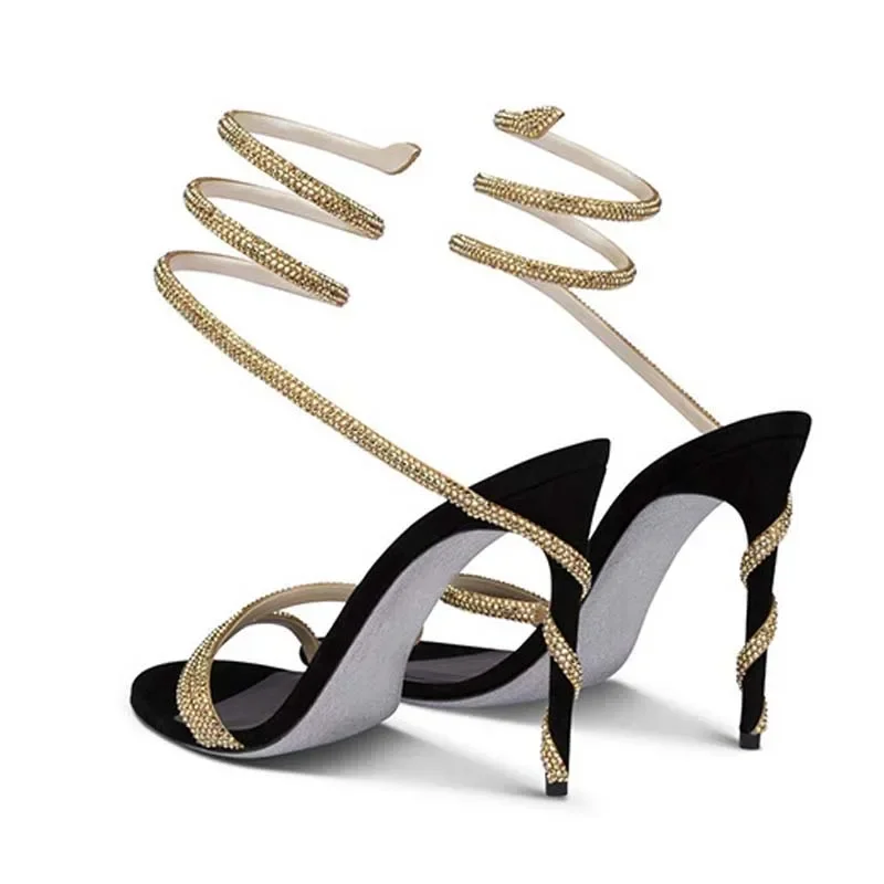 Wedding Super - Eilyken แฟชั่นคริสตัล Stiletto รองเท้าส้นสูงผู้หญิงรองเท้าแตะ Street สไตล์เซ็กซี่เปิดนิ้วเท้างานแต่งงานสายคล้องข้อเท้ารองเท้า