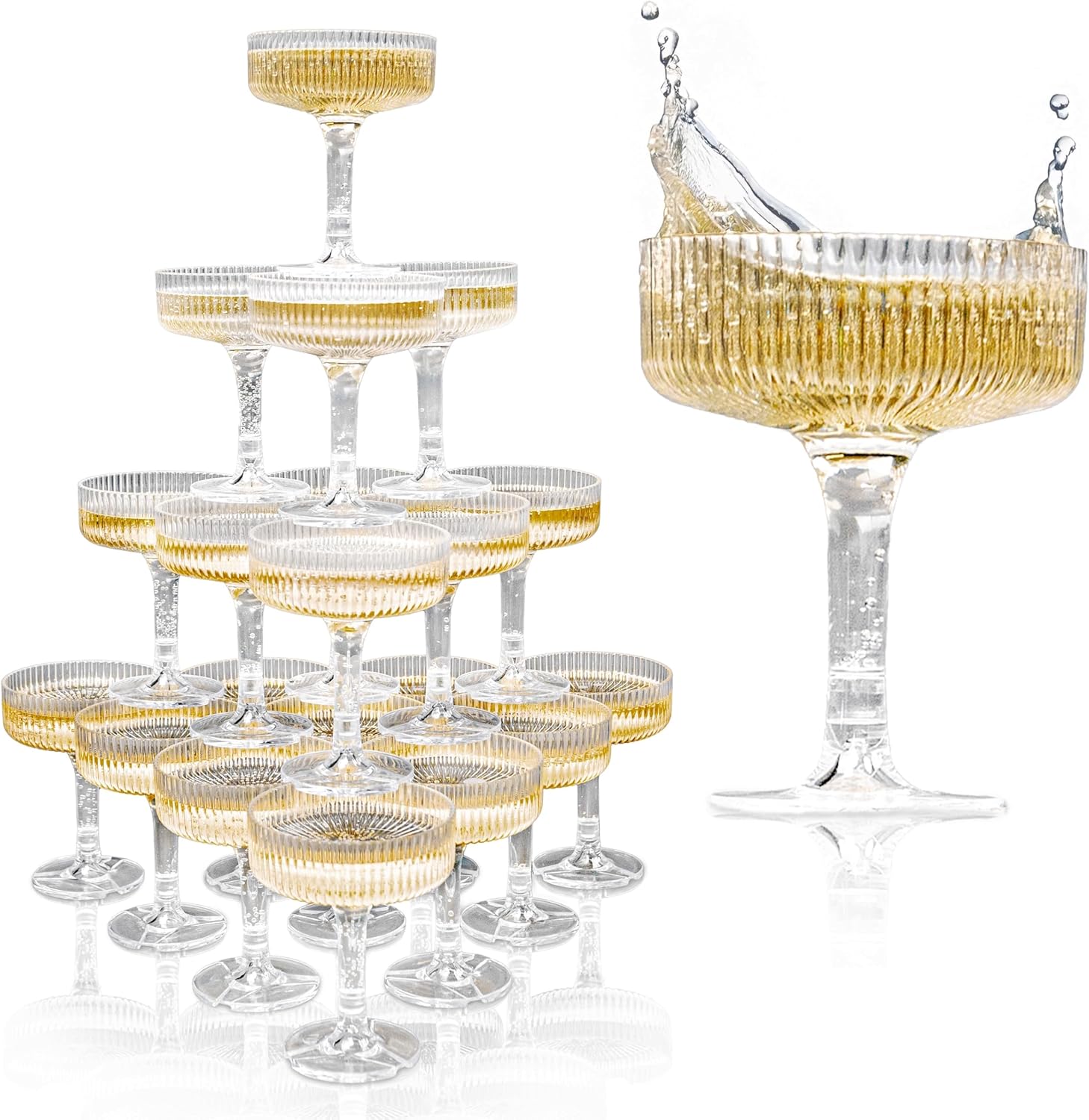 Champagne Tower Set - 20-60PCS อะคริลิคแชมเปญ Tower 7oz พลาสติก Coupe