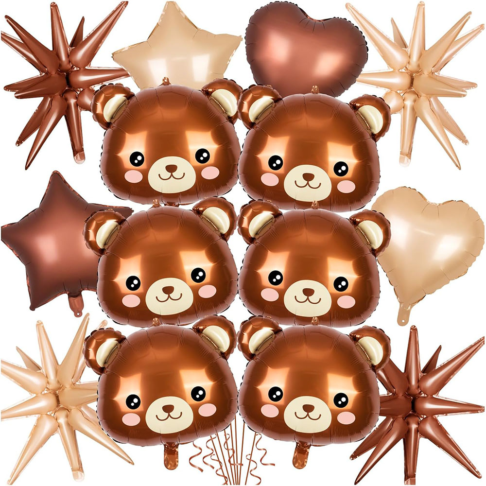 Wedding Zoo - ลูกโป่งหมีอะลูมิเนียมลูกโป่งฟอยล์หมีเท็ดดี้14ตัวลูกโป่งสัตว์อลูมิเนียมฟอยล์ขนาด22นิ้วชุดรูปแบบสวนสัตว์ป่าอุปกรณ์ตกแต่งงานเลี้ยงวันเกิด