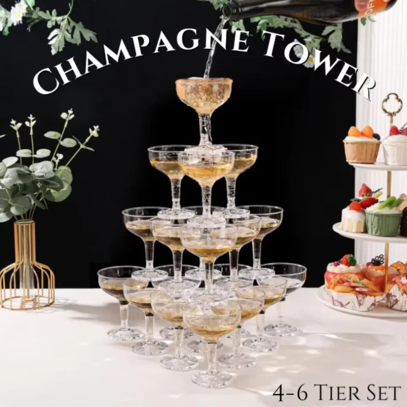 Champagne Tower Set - แก้วแชมเปญอะคริลิค 20-60 ชิ้น ขนาด 5 ออนซ์