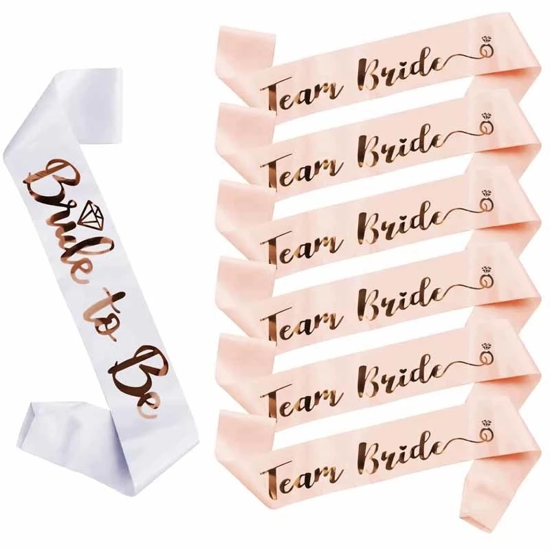 Bride Tribe Sash - 1ชุดเจ้าสาวเจ้าสาวซาติน Sash สำหรับงานแต่งงานเจ้าสาวตกแต่ง Bachelorette Party Hen
