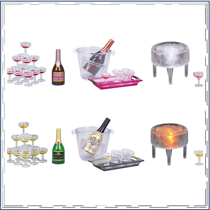 Champagne Tower Set - แก้วไวน์จิ๋ว แก้วแชมเปญ ตกแต่งประดับฉากจำลอง รุ่น Gashapon Mini