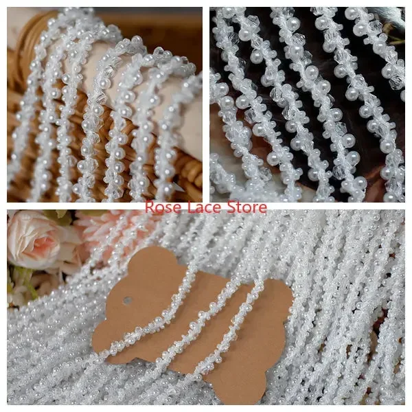 Bridal Sash Ribbon - 3 หลาลูกไม้มุก,ริบบิ้นมุก,ลูกปัดมุกTrim,ลูกปัดริบบิ้นTrim,เจ้าสาวSASHลูกไม้,คอลูกไม้ 0.19 ''กว้าง