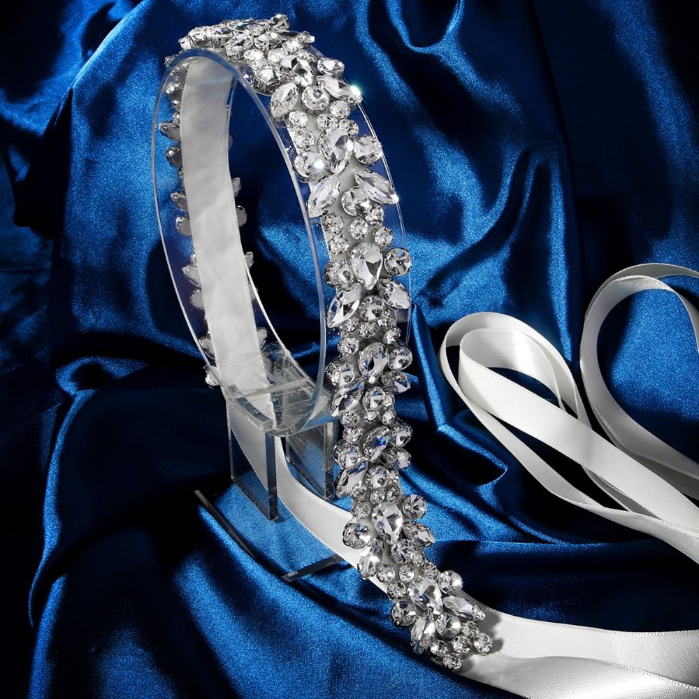 Bridal Sash Ribbon - แฟชั่นหรูหรา คริสตัล ไข่มุก เข็มขัดประดับเพชรสำหรับงานแต่งงาน ชุดเดรสผ้าซาติน อุปกรณ์เสริม