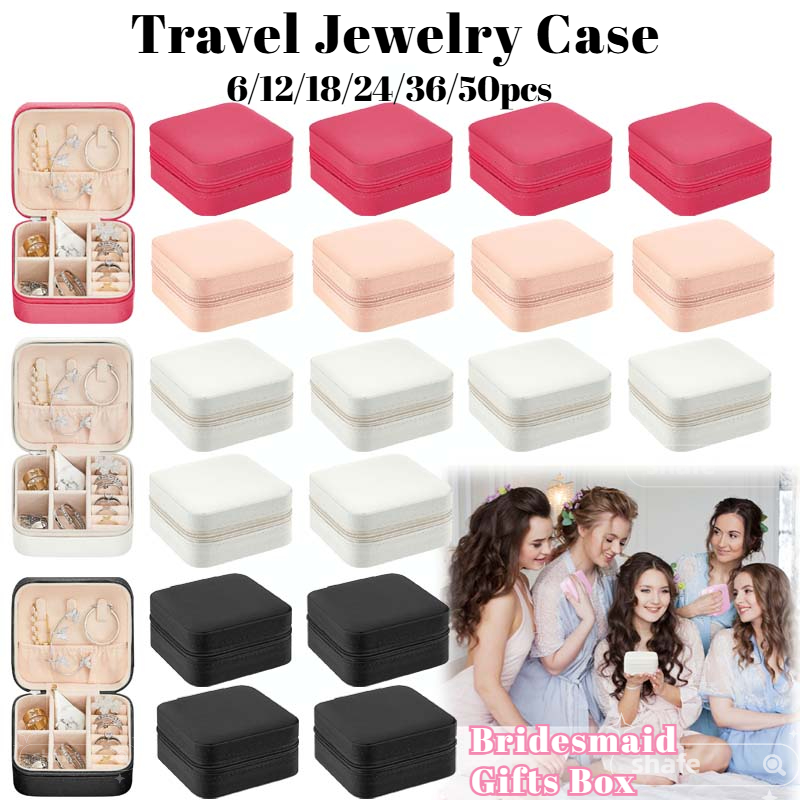 Wedding Favor Box - 6-50pcs เครื่องประดับของขวัญเพื่อนเจ้าสาวแบบพกพา Jewellry Organizer กล่องสําหรับงานแต่งงานผู้เข้าพักวันเกิด PARTY