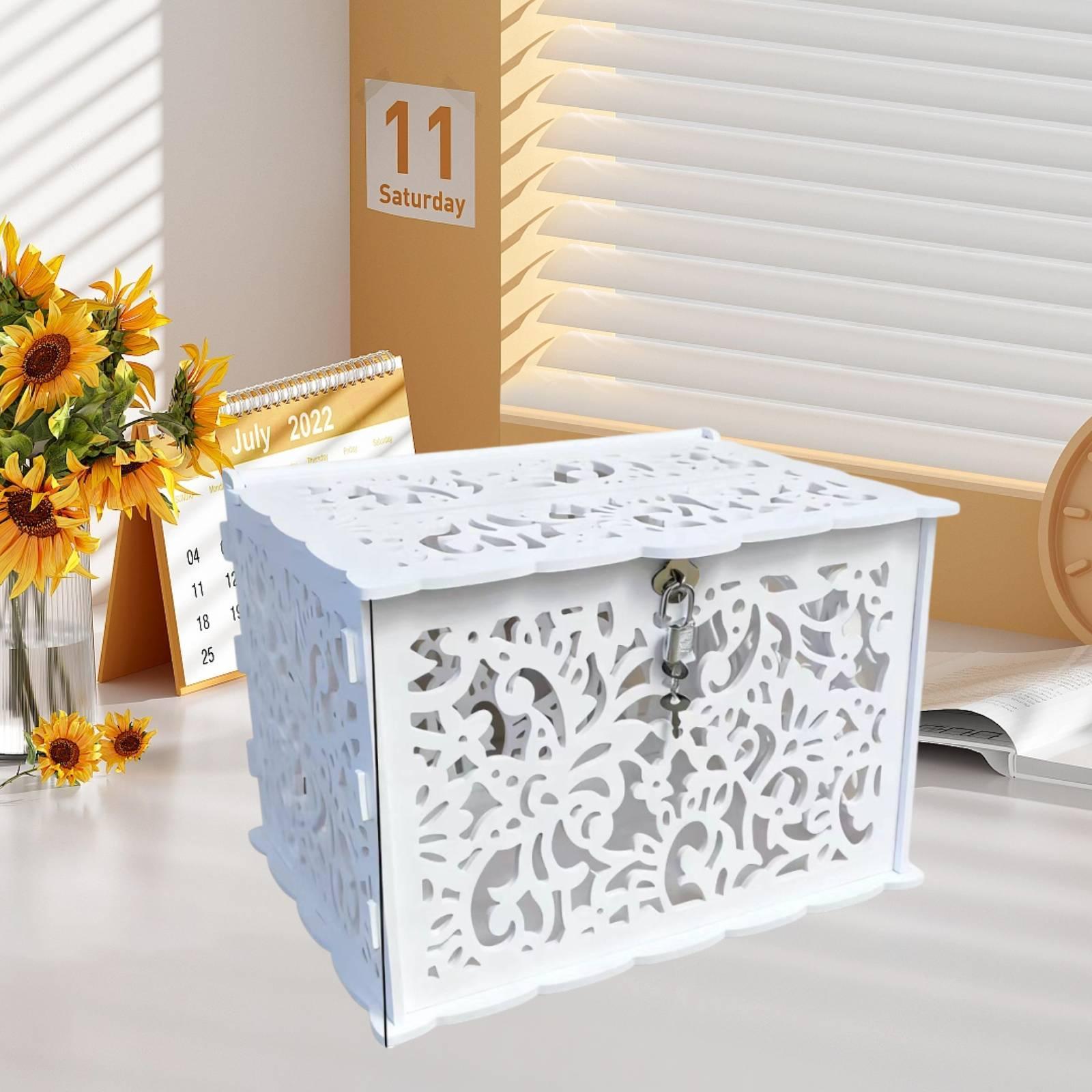 กล่องการ์ดแต่งงานสีขาวหรูหราพร - Wedding Card Box บทวิจารณ์และราคา