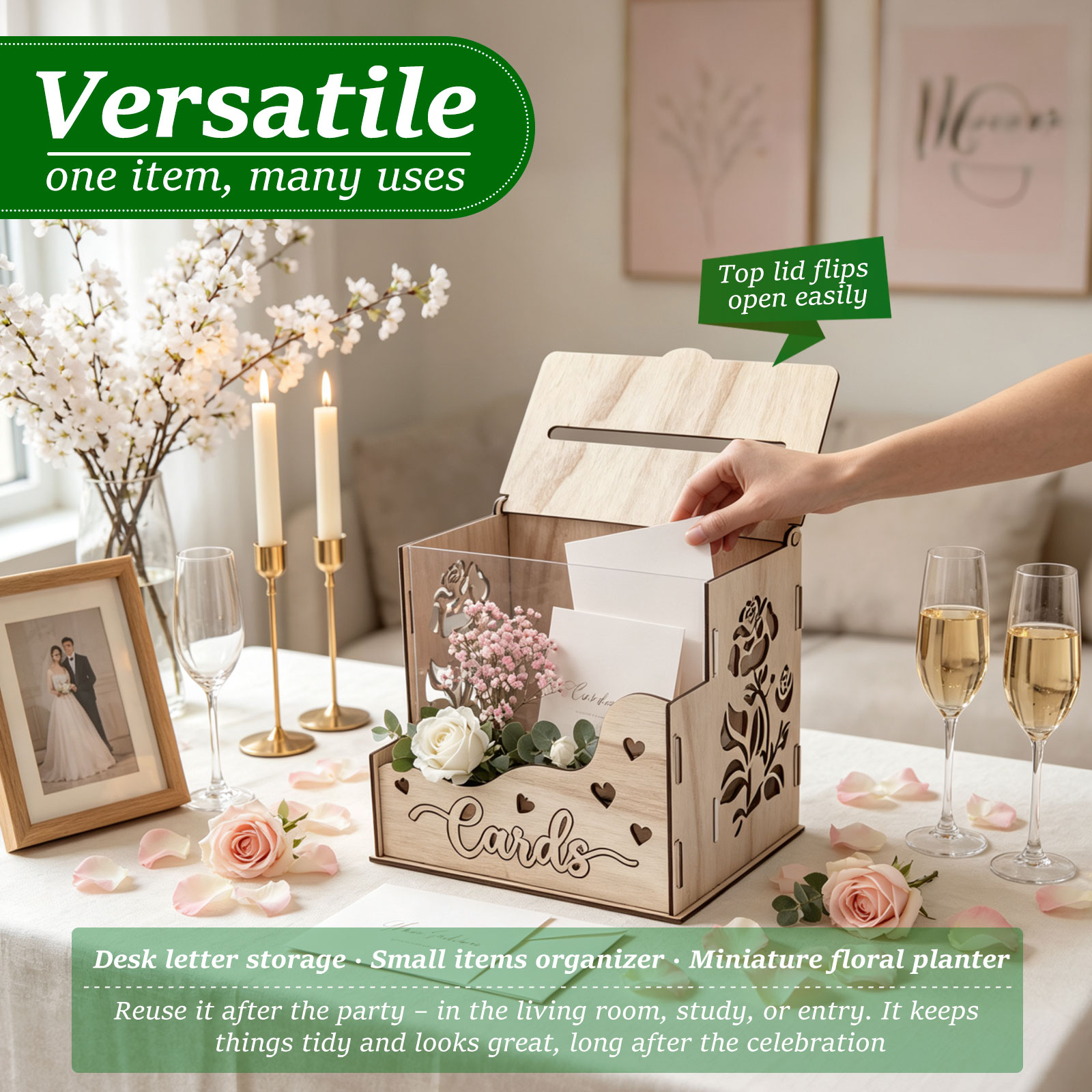 กล่องใส่การ์ดงานเลี้ยงทำจากไม้ - Wedding Card Box บทวิจารณ์และราคา