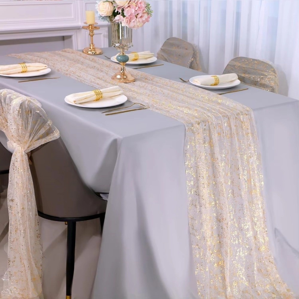 ผ้าปูโต๊ะลายกลิตเตอร์สีทองแบบย - Table Runner Sequin บทวิจารณ์และราคา