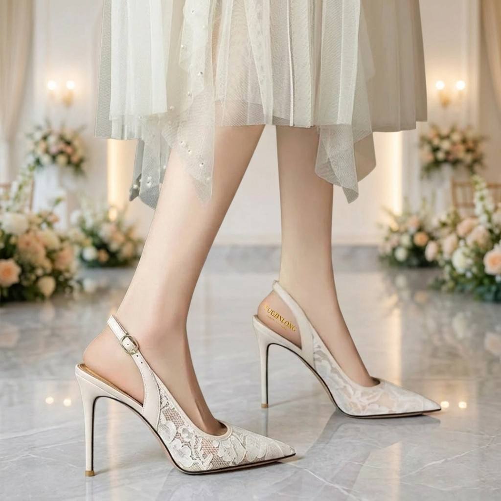 รองเท้าส้นสูงแบบมีเชือกผูกปลาย - Wedding Super บทวิจารณ์และราคา