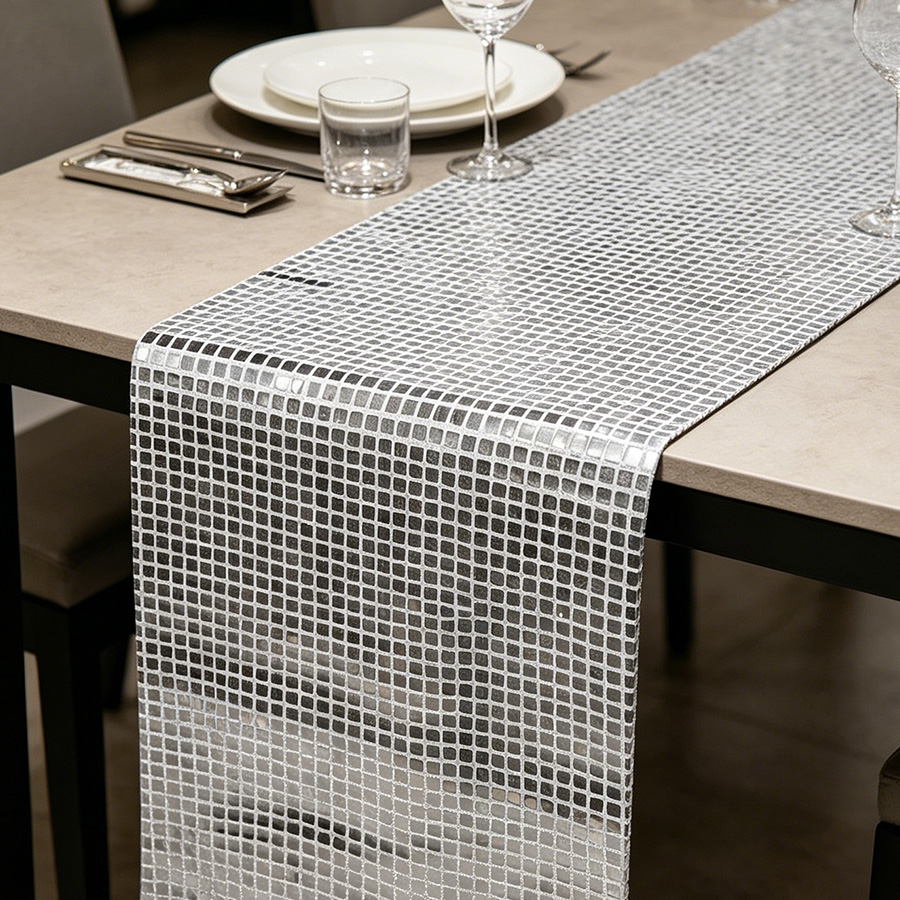 ผ้าปูโต๊ะลายกระจกเงา 70s 80s ธ - Table Runner Sequin บทวิจารณ์และราคา