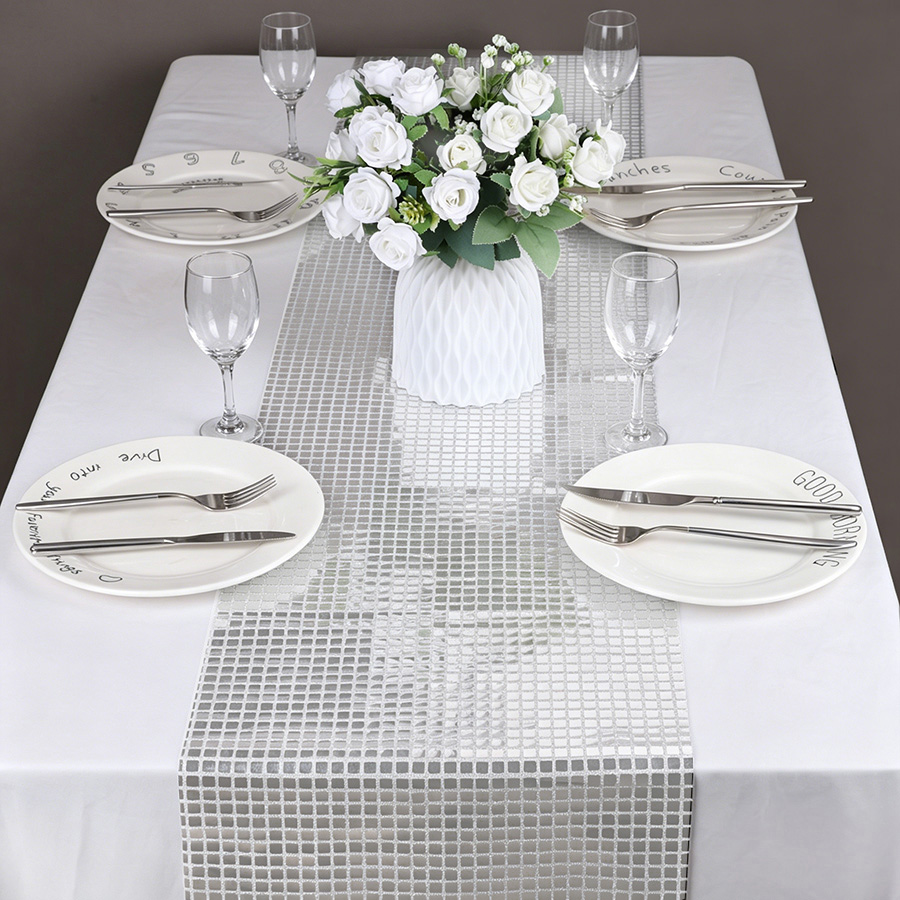 ผ้าปูโต๊ะลายกระจกเงา 70s 80s ธ - Table Runner Sequin บทวิจารณ์และราคา