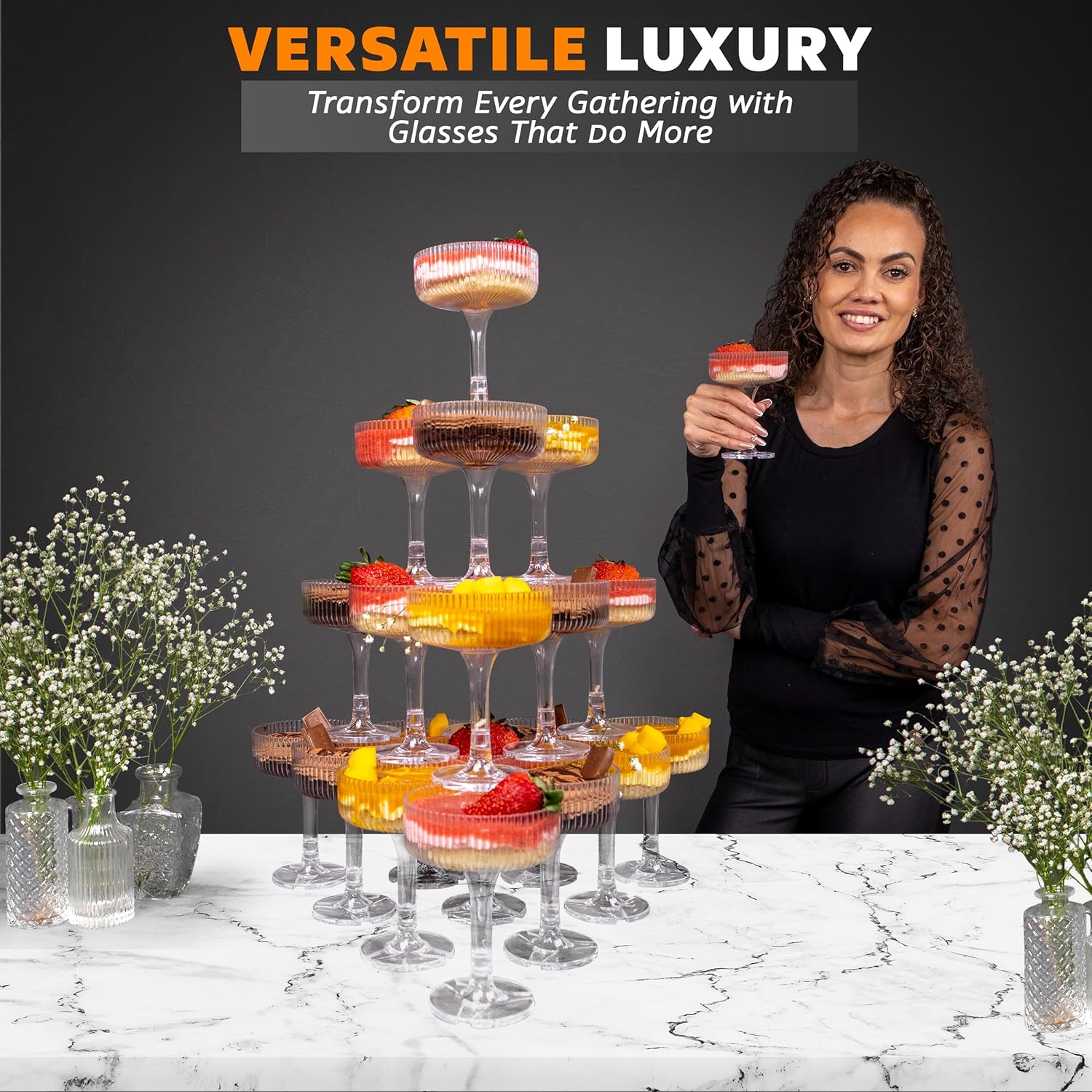 20-60PCS อะคริลิคแชมเปญ Tower  - Champagne Tower Set บทวิจารณ์และราคา