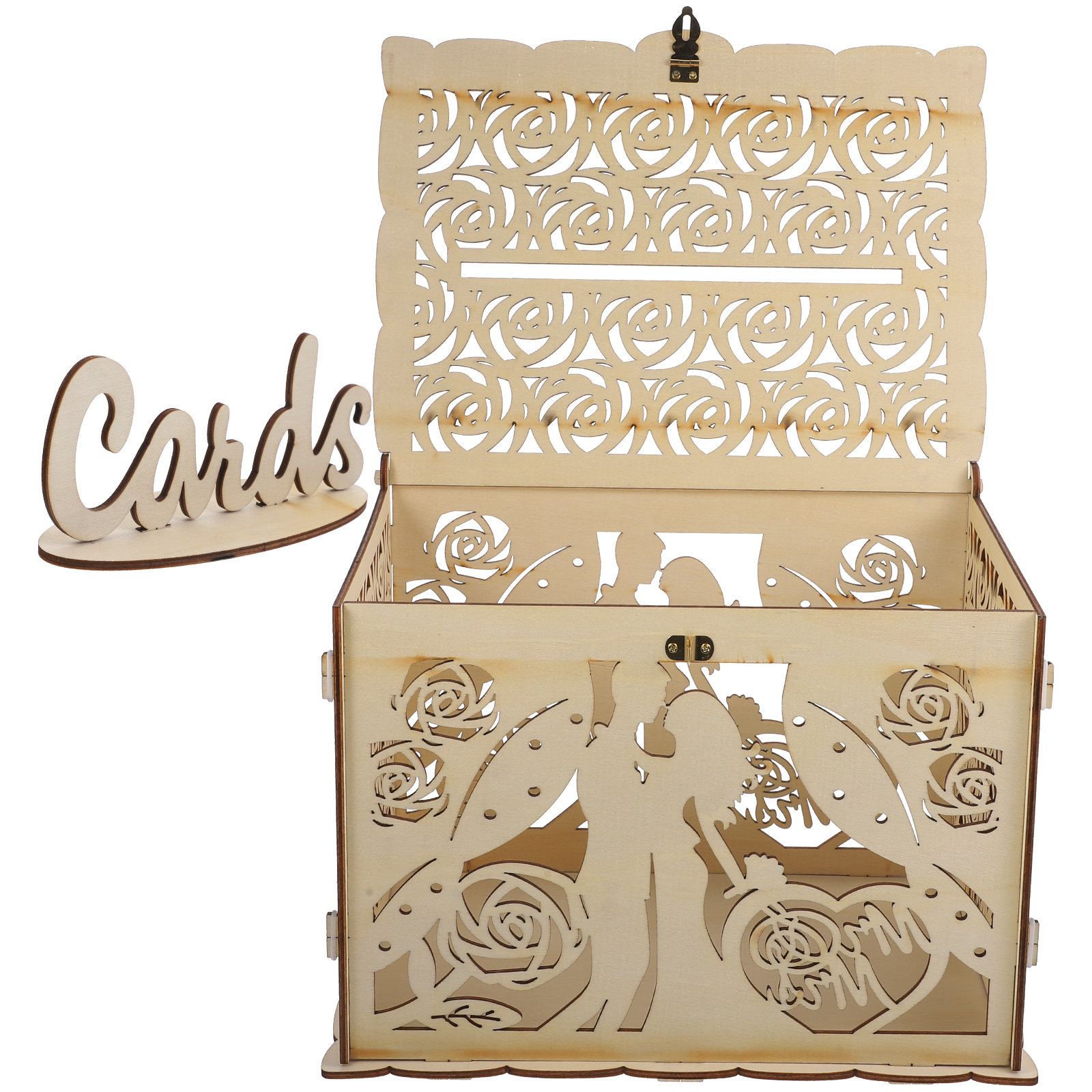 กล่องไม้แบบเรียบง่ายสำหรับใส่ก - Wedding Card Box บทวิจารณ์และราคา