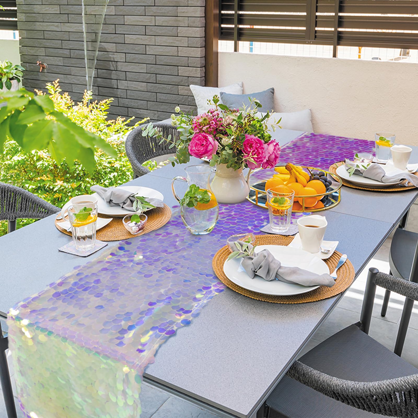 Mermaid Party Table Runner Mer - Table Runner Sequin บทวิจารณ์และราคา