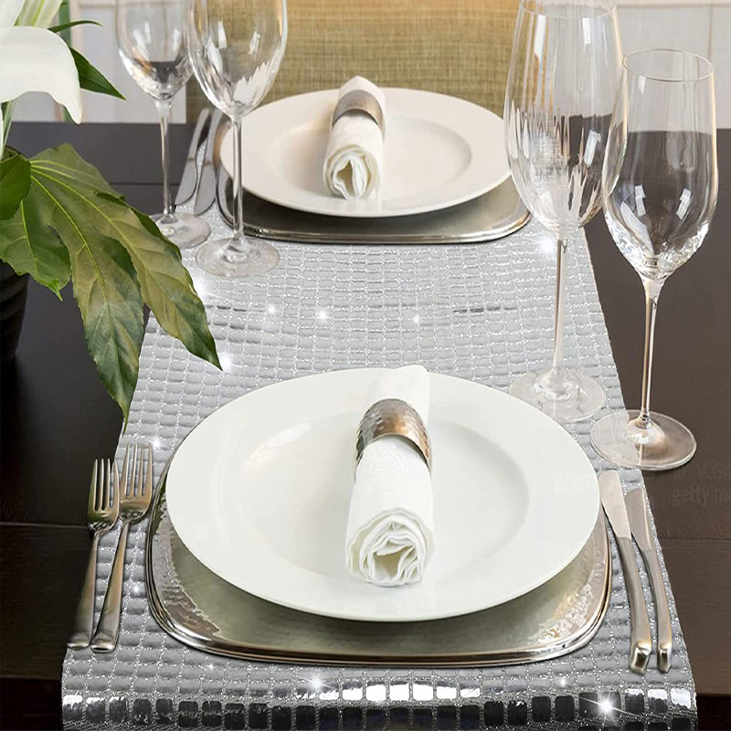 กระจกเงาทอง/เงินฟอยล์ผ้าปูโต๊ะ - Table Runner Sequin บทวิจารณ์และราคา