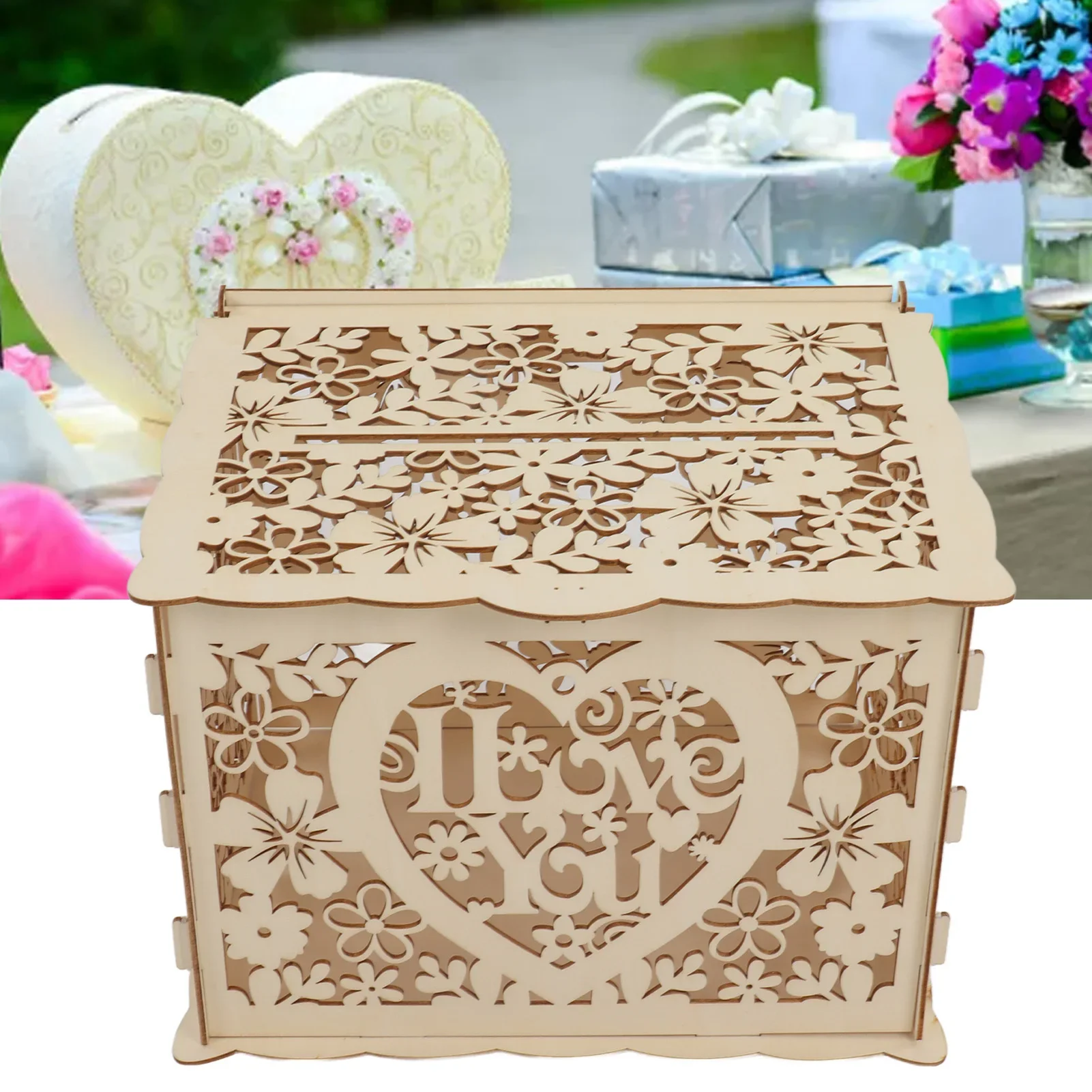 กล่องไม้แบบกลวงสำหรับใส่บัตรขอ - Wedding Card Box บทวิจารณ์และราคา
