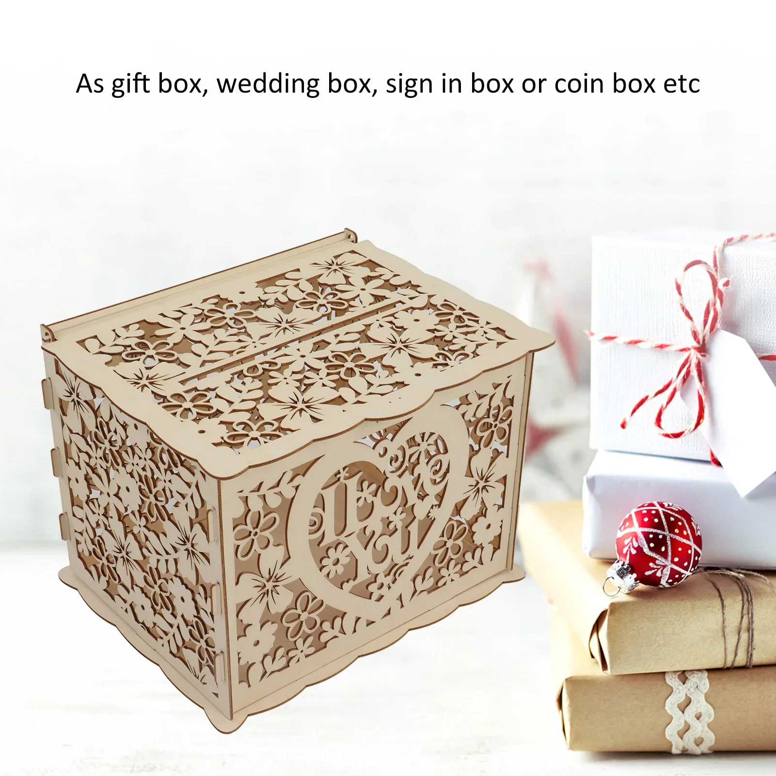 กล่องไม้แบบกลวงสำหรับใส่บัตรขอ - Wedding Card Box บทวิจารณ์และราคา