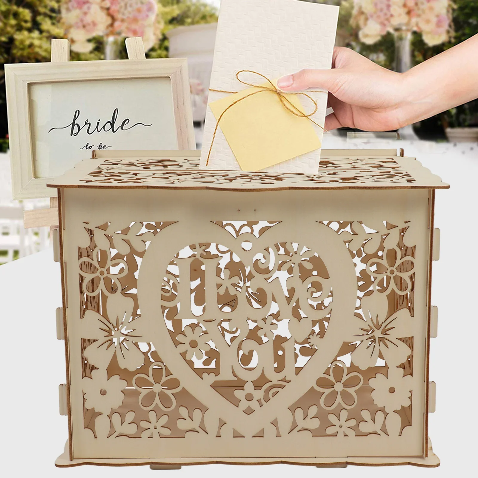 กล่องไม้แบบกลวงสำหรับใส่บัตรขอ - Wedding Card Box บทวิจารณ์และราคา
