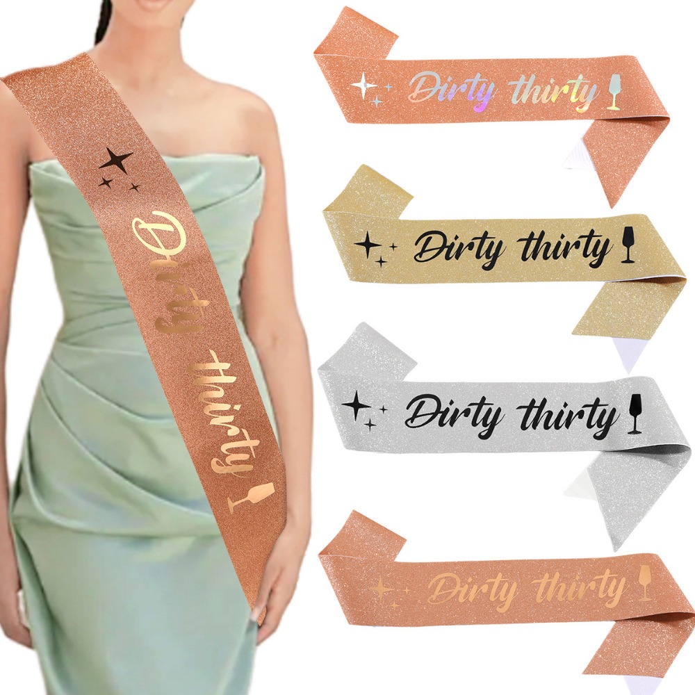 สกปรกสามสิบ SASH Glitter ซาติน - Bride Tribe Sash บทวิจารณ์และราคา