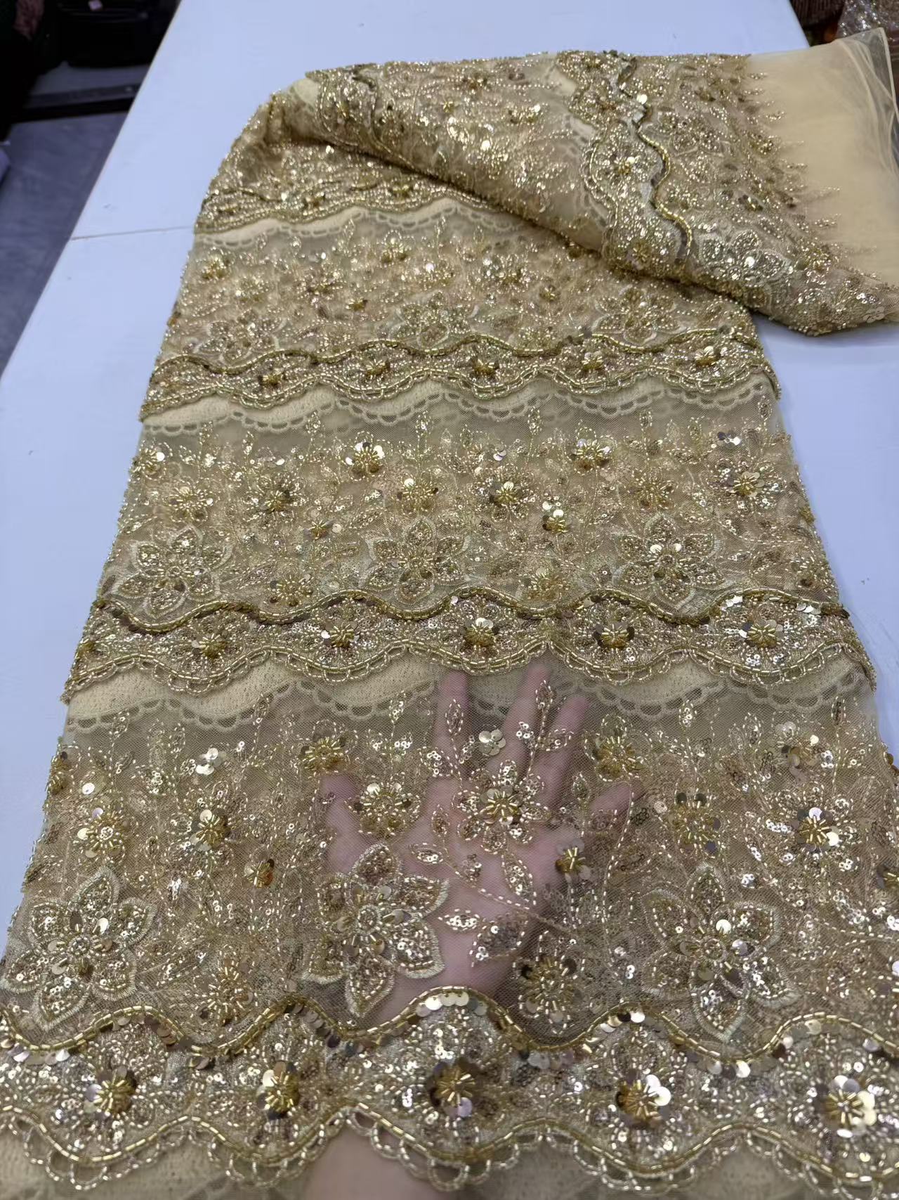 ผ้าลูกไม้ประดับลูกปัดแอฟริกันค - Wedding Dress Supply บทวิจารณ์และราคา